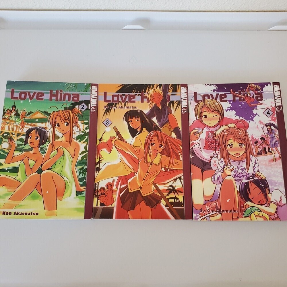 Love Hina Manga Volumes 2 3 4 Ken Akamatsu Tokyopop English Paperback Set